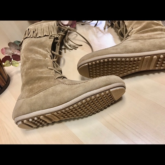 Camel suede fringe Boot - Picture 2 of 4